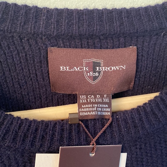 NET Black Brown  lambs wool dark navy sweater - Picture 2 of 9